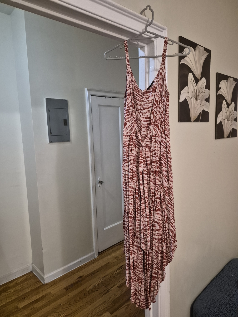 Sleeveless Red Tie-Dye Maxi Dress